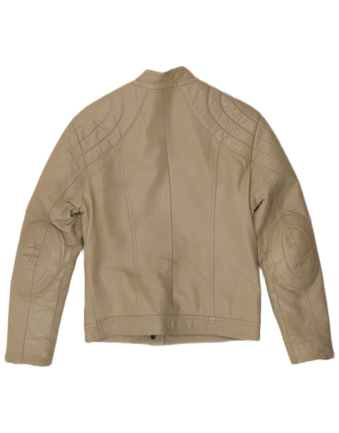Vintage dame bikerjakke i læder UK 8 Small Beige
