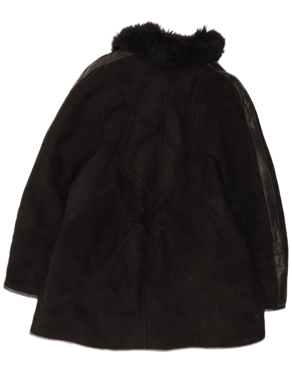 Vintage Dame Shearling Coat UK 14 Medium Black