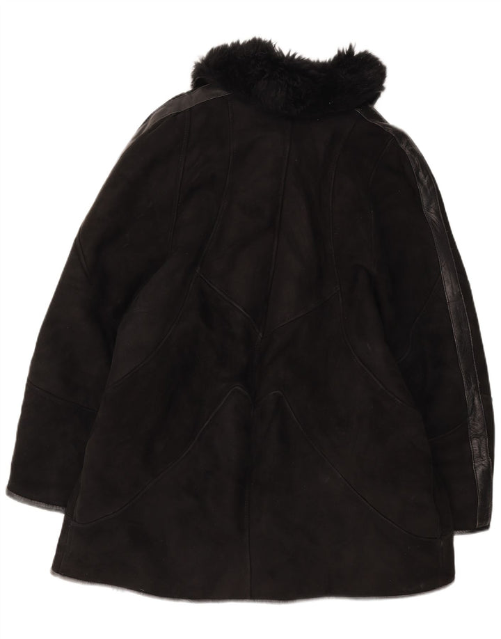 Vintage Dame Shearling Coat UK 14 Medium Black