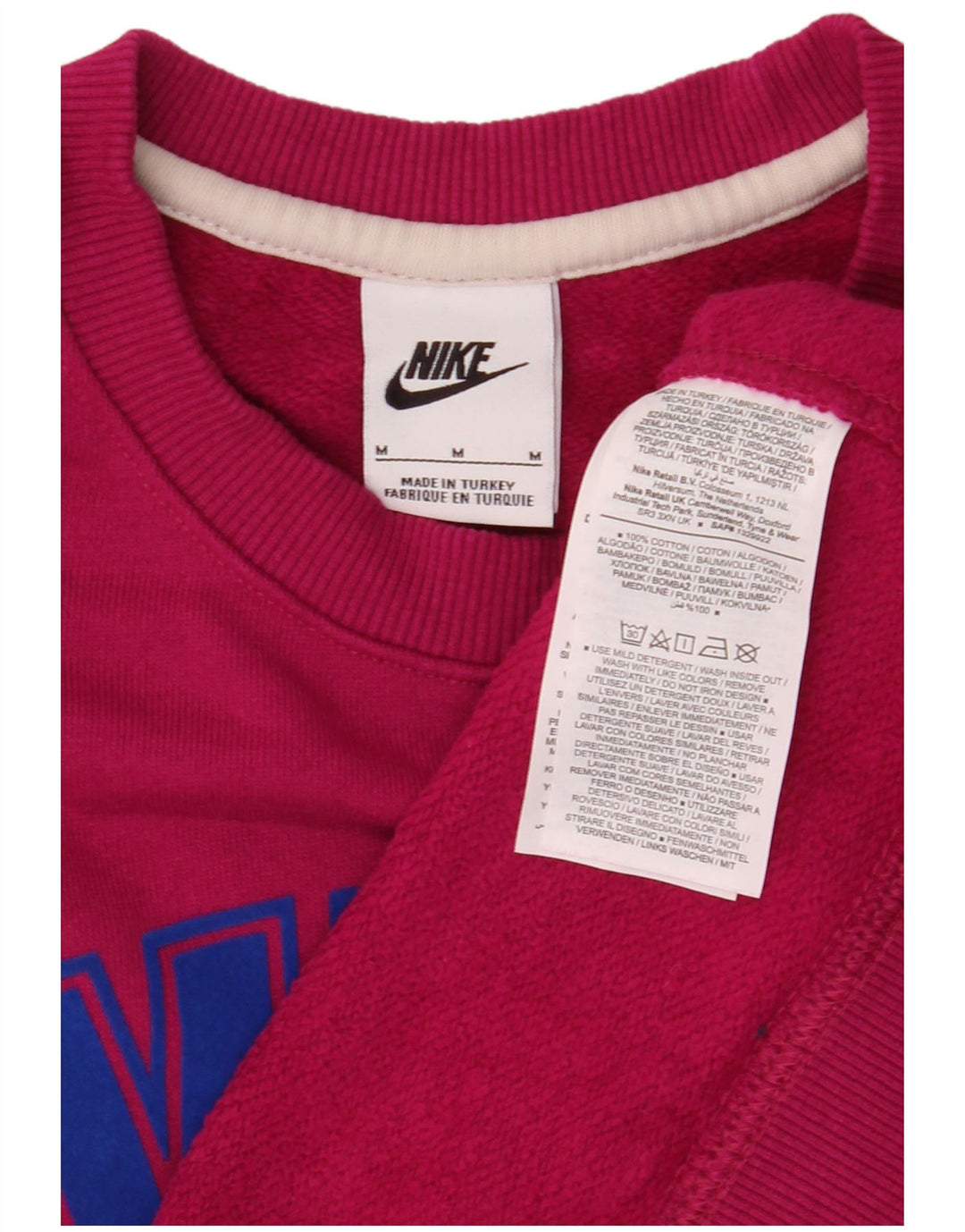 Nike Dame Grafisk Oversized Sweatshirt Jumper UK 14 Medium Pink Bomuld