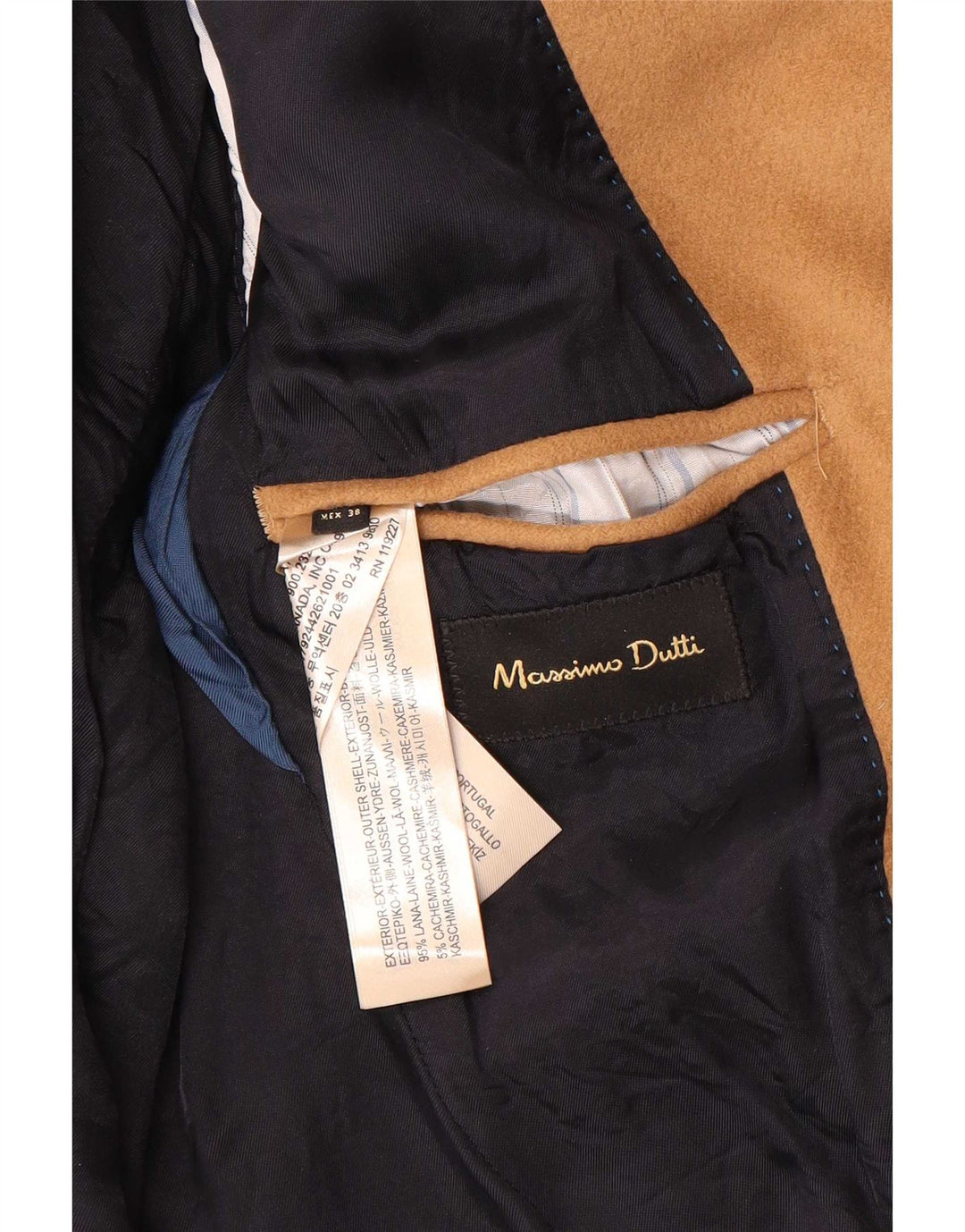 Massimo Dutti Herre 3-knaps overfrakke EU 48 Medium Beige Uld