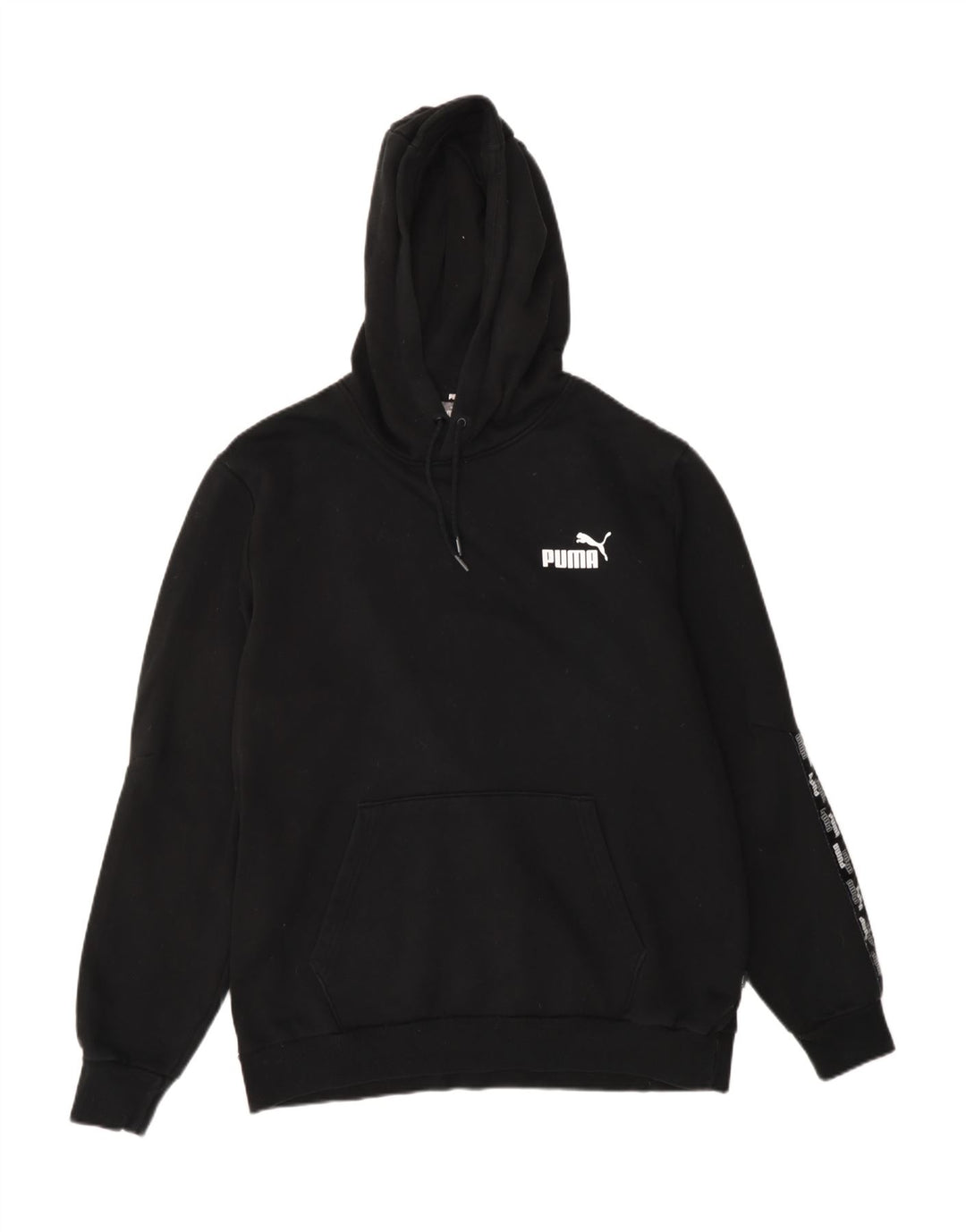 PUMA Mens Graphic Hoodie Jumper Large Black Cotton Vintage Puma and Second-Hand Puma from Messina Hembry 