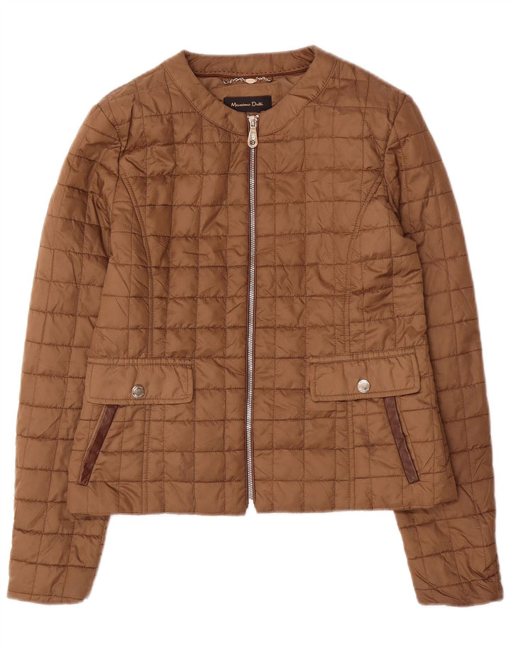 Massimo Dutti Dame Quiltet Jakke UK 12 Medium Brun Polyester