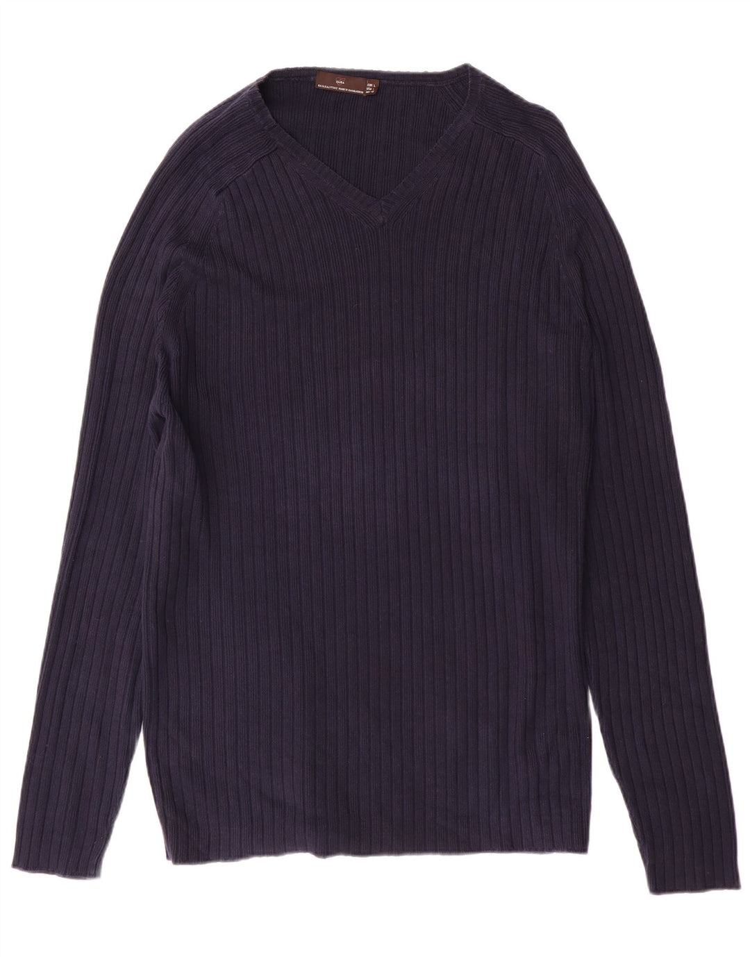 Zara Herre V-hals sweater Stor marineblå bomuld