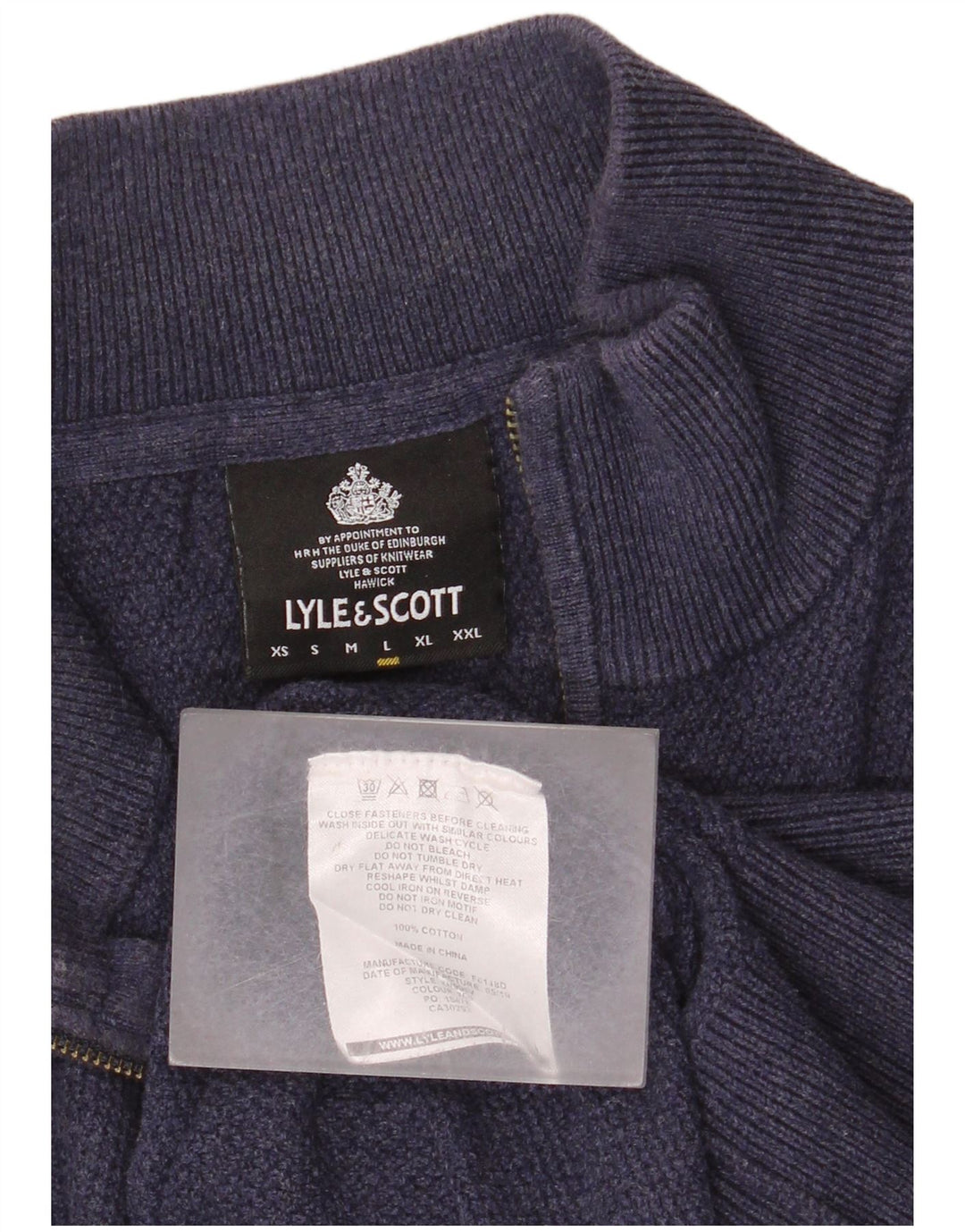 Lyle & Scott Herre trøje med lynlåshals Stor marineblå bomuld
