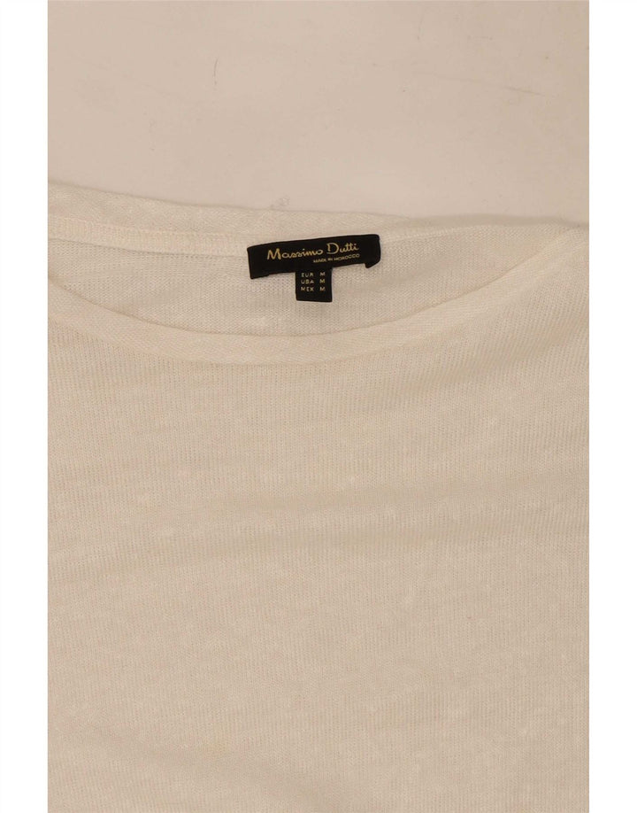 Massimo Dutti Dame T-Shirt Top UK 14 Medium Hvid