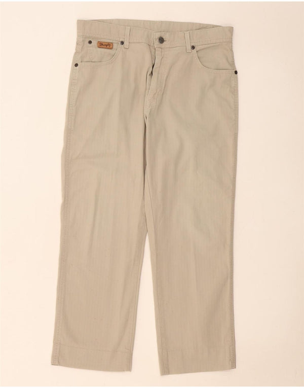 Wrangler Mens Texas Stretch Straight Casual Trousers W34 L28 Beige Cotton