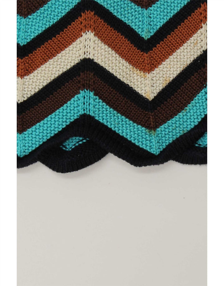 Vintage Dame Strik Jumper Kjole UK 12 Medium Multicolored Chevron