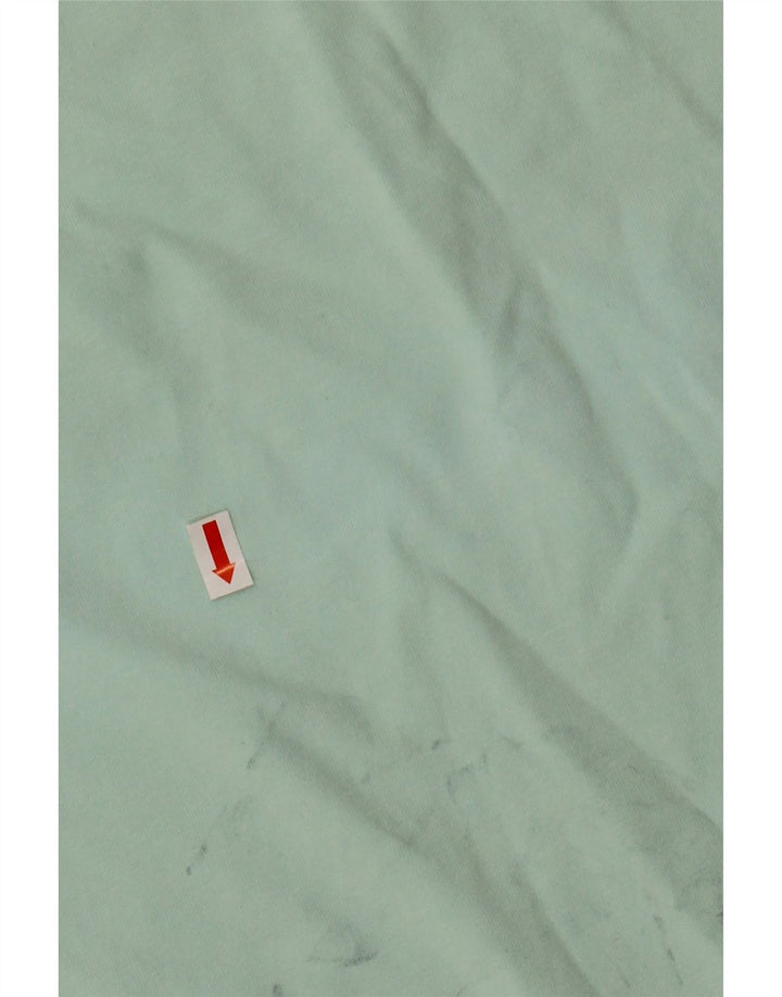 NEW BALANCE Dame grafisk T-shirt Top UK 14 Medium Grøn Bomuld