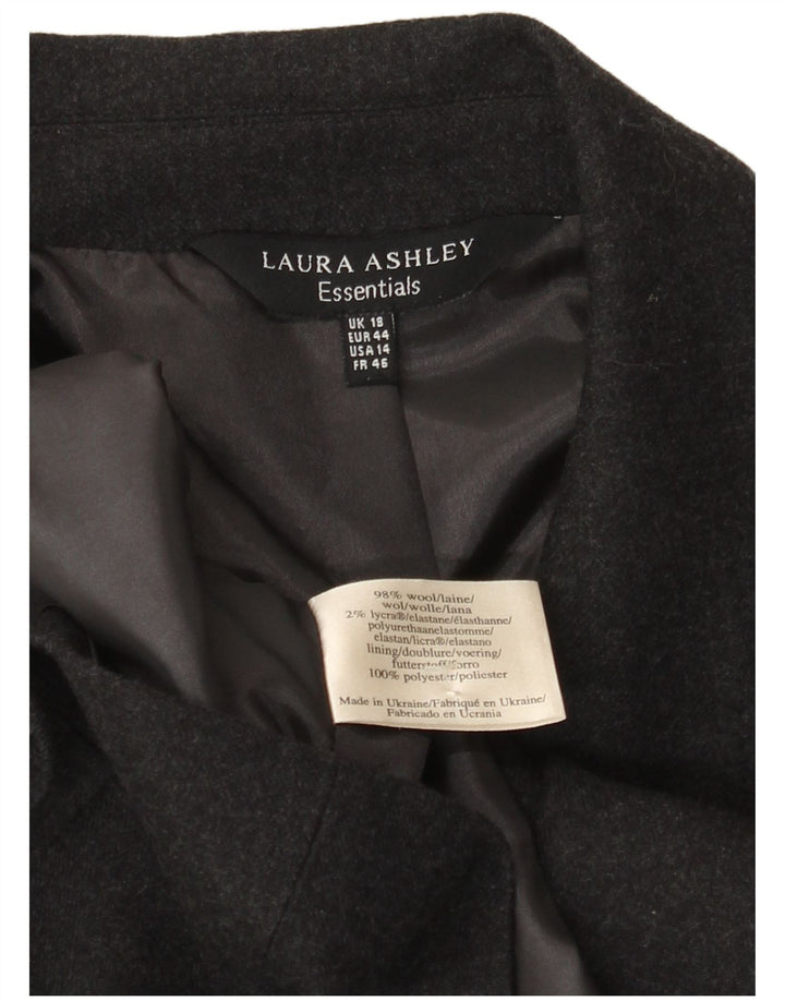 Laura Ashley Dame 1 Knap Blazer Jakke UK 18 XL Grå Uld