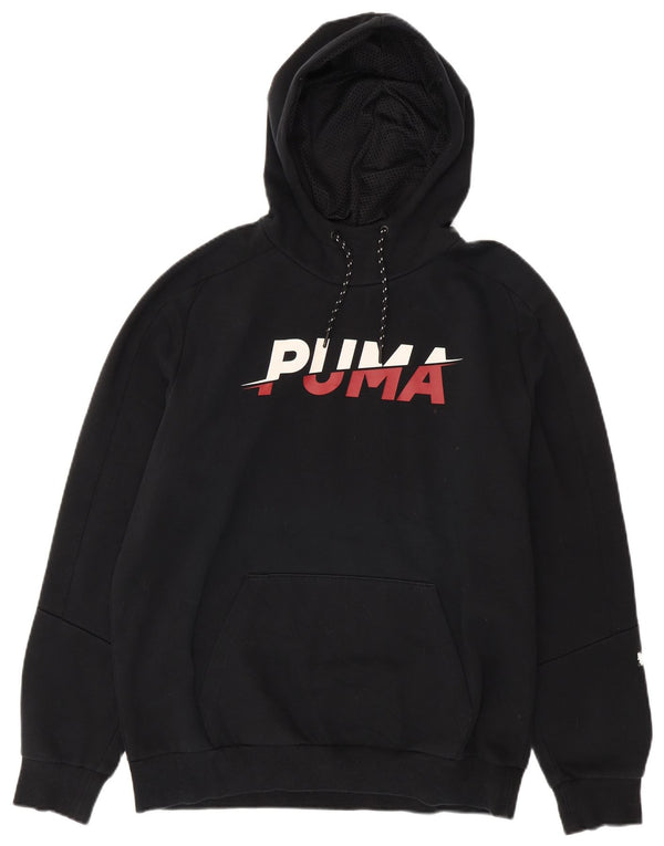 Puma Grafisk hættetrøje til mænd, stor sort bomuld