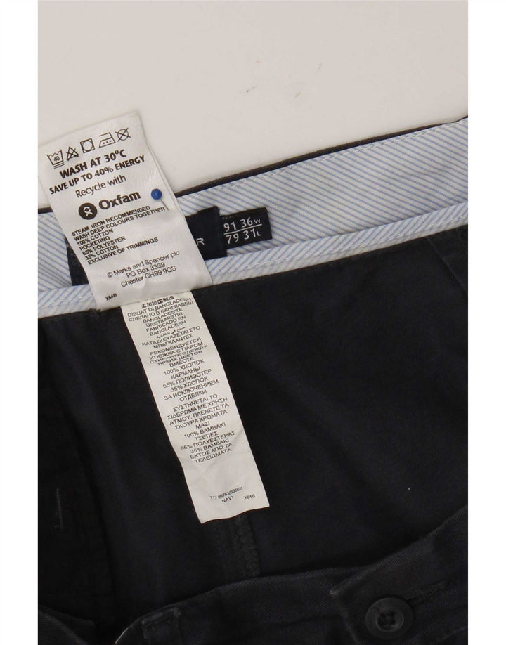 Marks & Spencer Herre Blue Harbor Lige Chinobukser W36 L31 Navy
