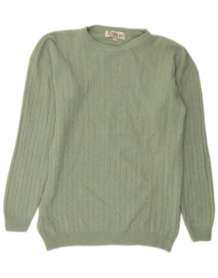 Free Style Herre Crew Neck Jumper Sweater Stor Grøn Uld