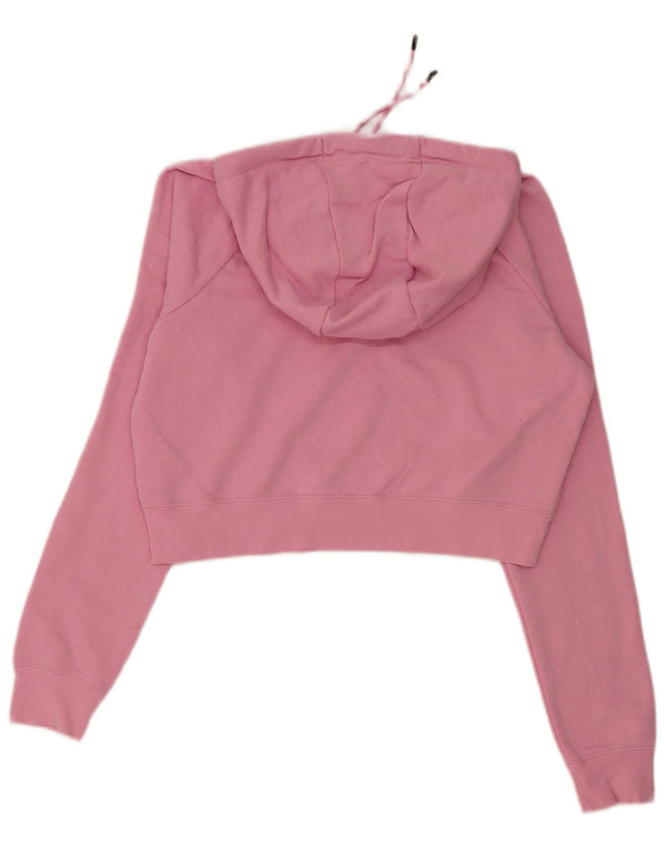 Nike Womens Crop Graphic Oversized Hoodie Jumper UK 10 Small Pink Bomuld