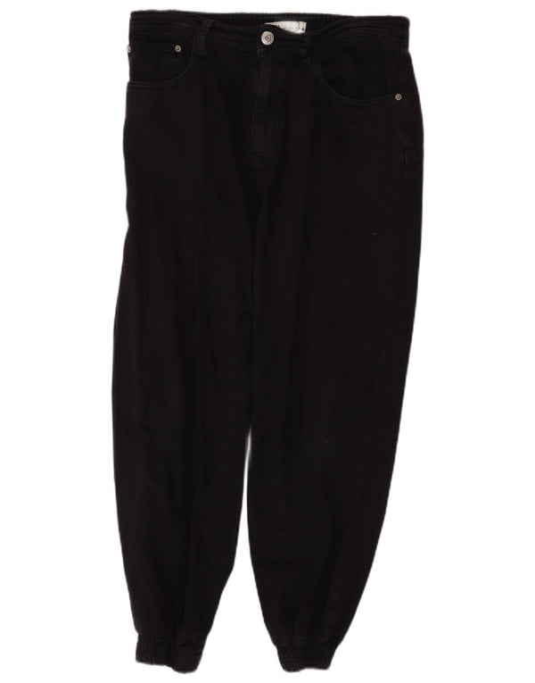 Zara Dame Joggers Cropped Jeans Large W30 L25 Navy Blue
