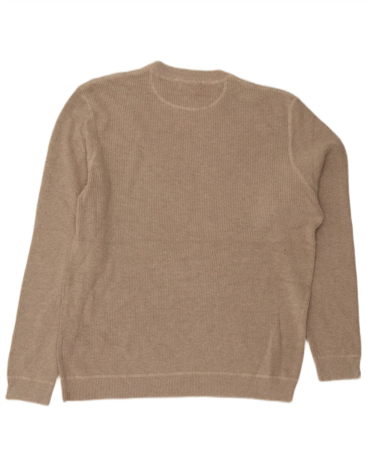 Eddie Bauer Herre Crew Neck Jumper Sweater Stor Beige Bomuld