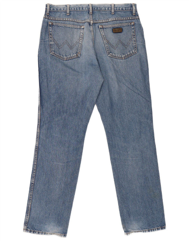 Wrangler Herre Texas Distressed Straight Jeans W36 L32 Blå Bomuld
