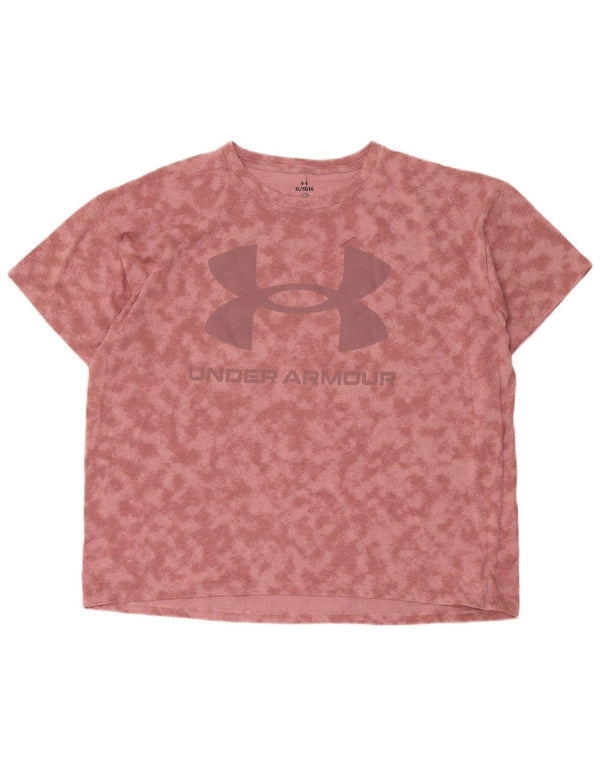 Under Armour Grafisk T-shirt top til kvinder UK 18 XL Pink Tie Dye Bomuld