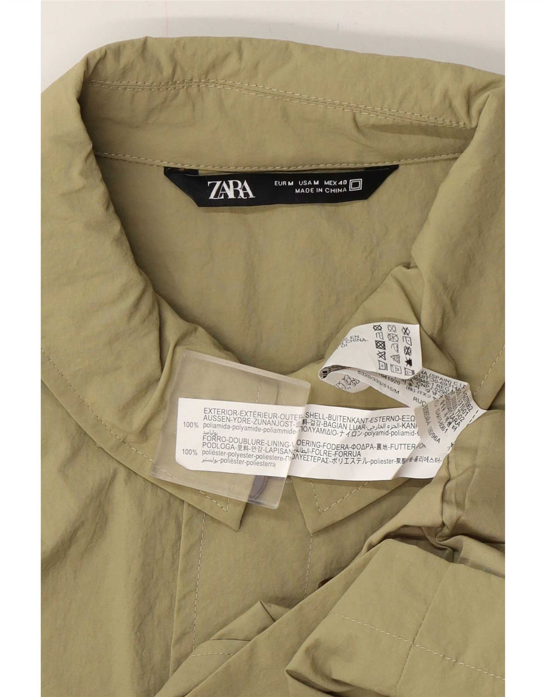 Zara Herre Regular Fit Bomber Jacket UK 38 Medium Khaki Polyamid