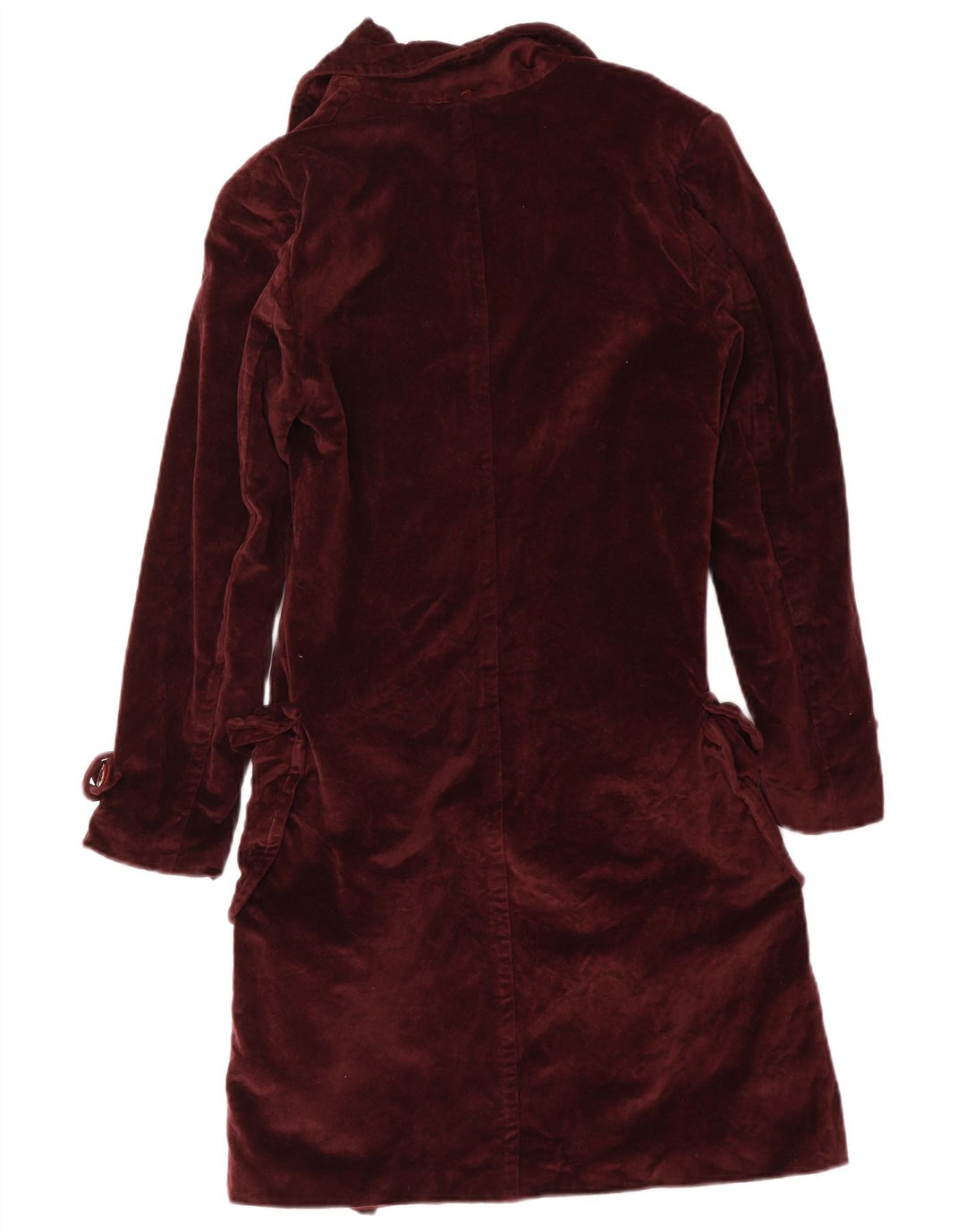 GOLDIE Womens Velvet Double Breasted Coat UK 12 Medium Burgundy