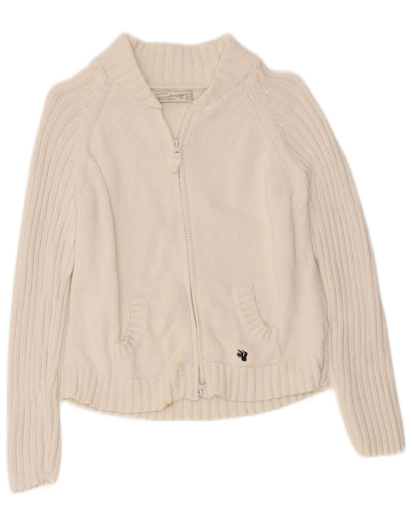 Zara Dame Trafaluc Crop Cardigan Sweater med fuld lynlås UK 14 Large White