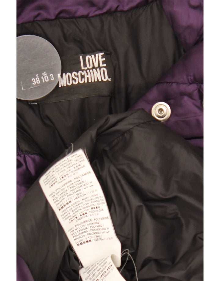 MOSCHINO Womens Padded Jacket UK 10 Small Purple Polyamide