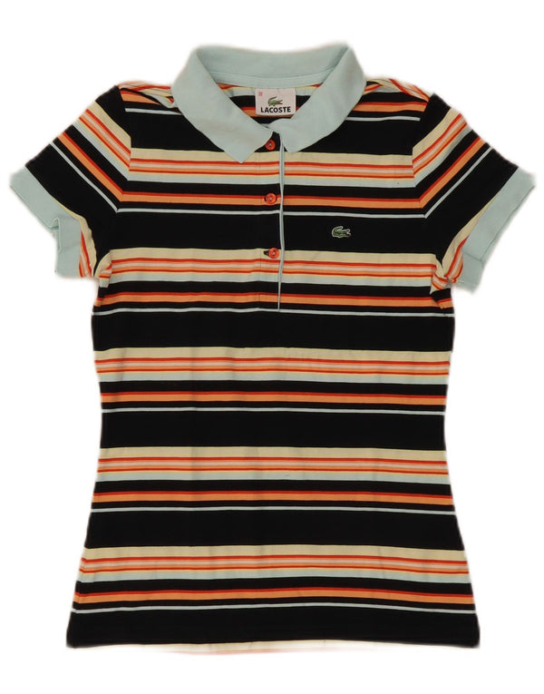 Lacoste Dame Polo Shirt Størrelse 38 Medium Sort Stribet Bomuld
