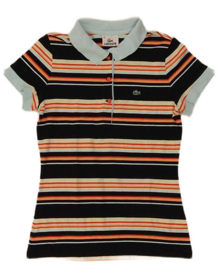 Lacoste Dame Polo Shirt Størrelse 38 Medium Sort Stribet Bomuld