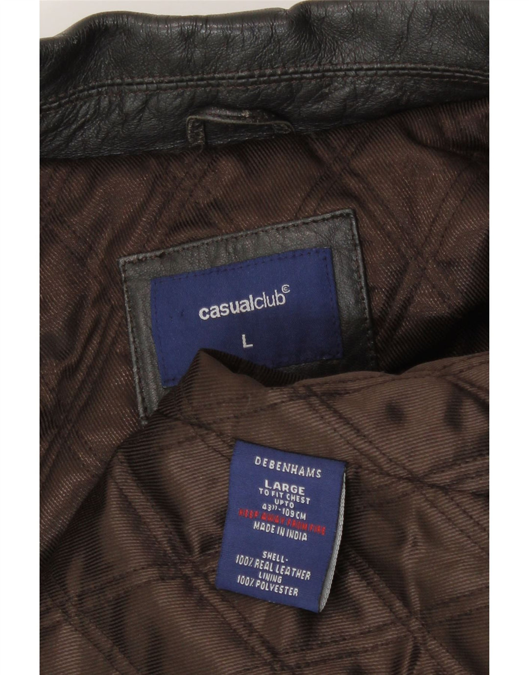 Debenhams Herre Læderjakke UK 40 Stor Sort Læder