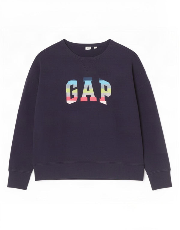 Gap Dame Grafisk Oversized Sweatshirt Jumper UK 16 Stor Marineblå Bomuld
