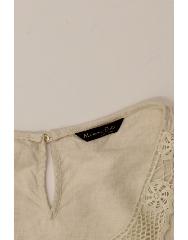 MASSIMO DUTTI Womens 3/4 Sleeve Shift Dress UK 12 Medium Off White Vintage Massimo Dutti and Second-Hand Massimo Dutti from Messina Hembry 