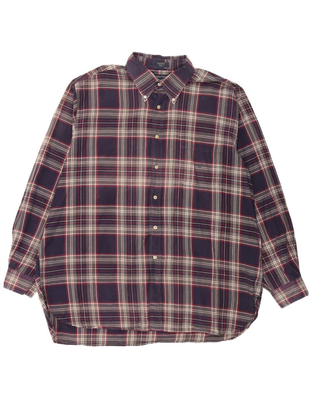 Nautica herre flannelskjorte 2XL marineblå ternet bomuld