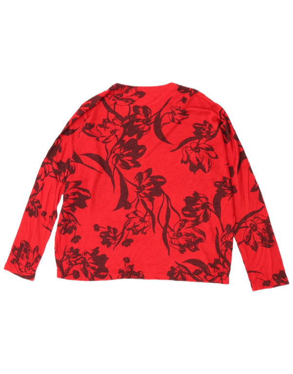 Marks & Spencer dame sweater med rund hals DK 14 Medium rød blomster
