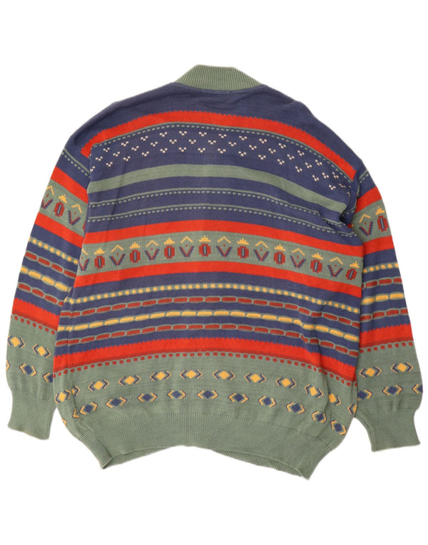 MCDAVIS Herre cardigan sweater Stor grøn stribet bomuld