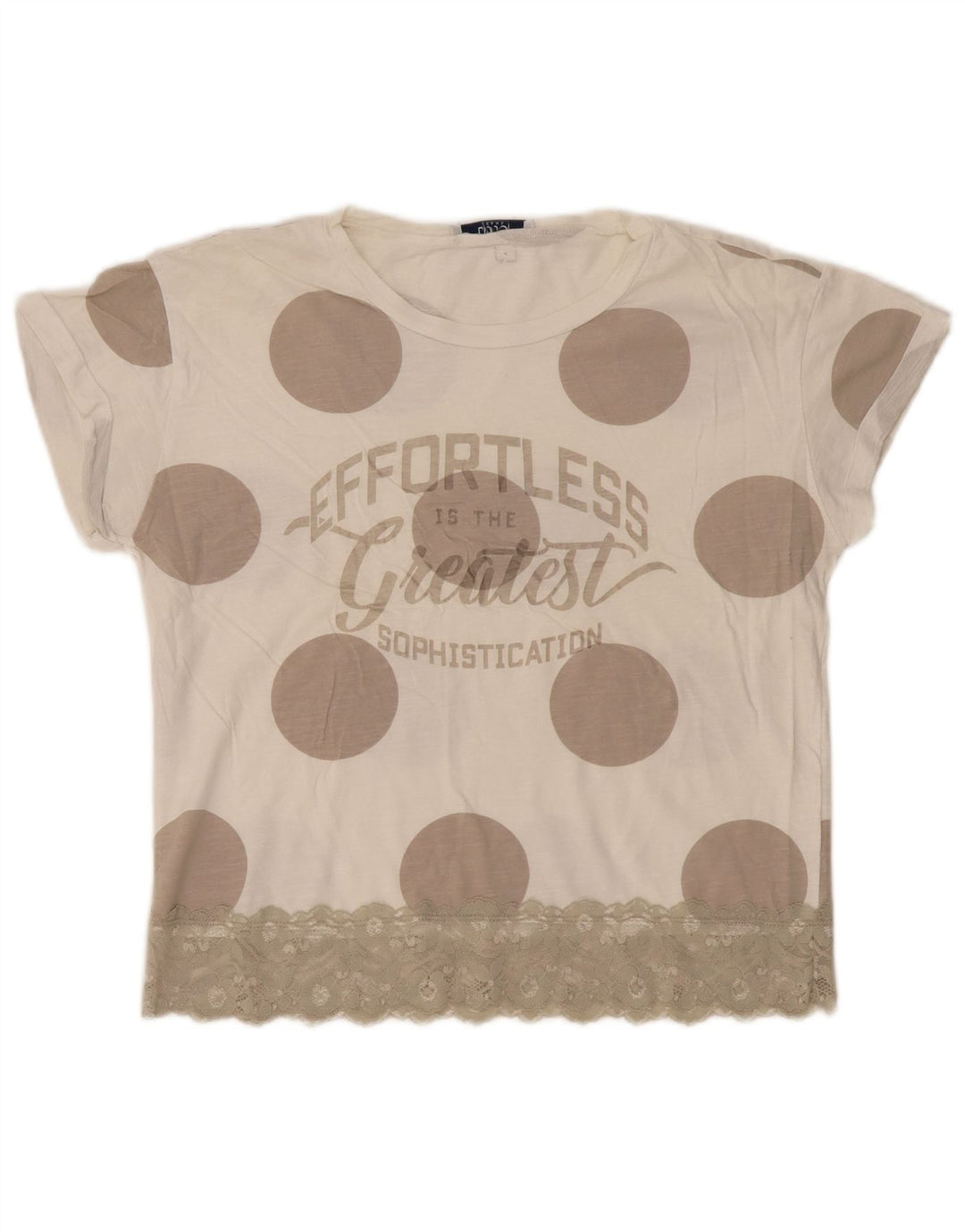 Liu Jo Grafisk T-shirt top til kvinder UK 12 Medium Beige Plettet
