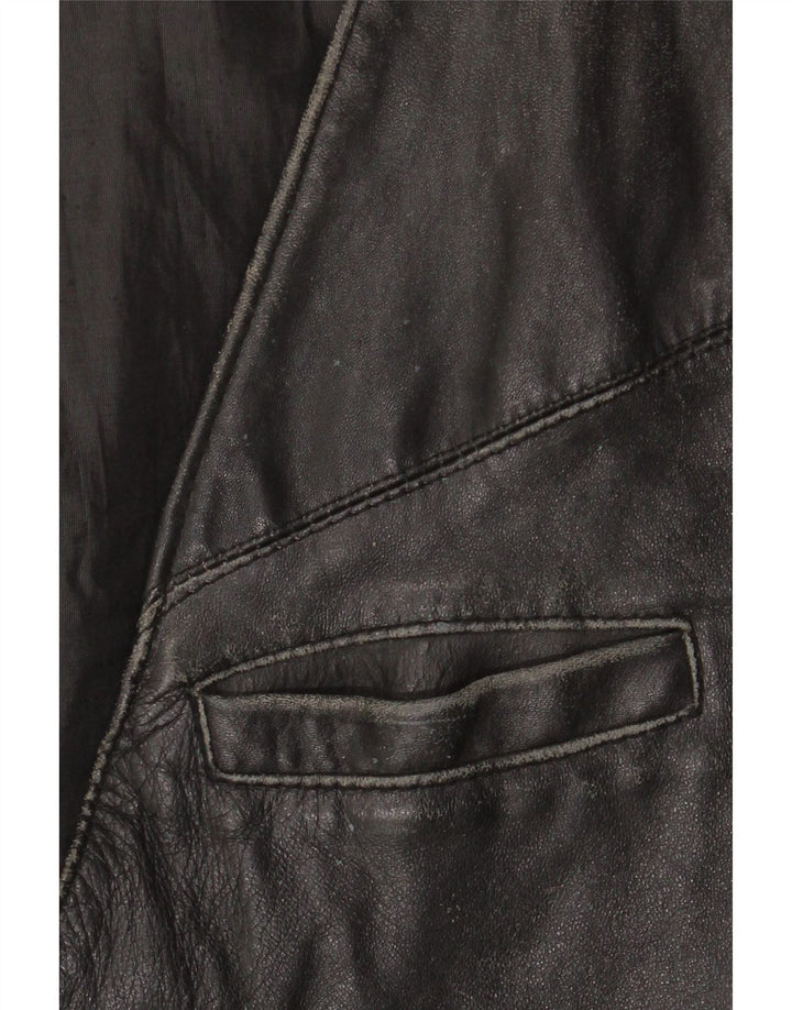 VINTAGE Lædervest til mænd IT 52 Stort sort læder