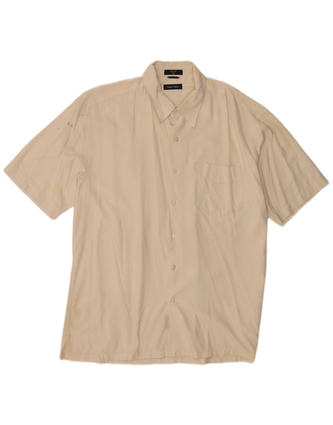 Nautica Kortærmet Herreskjorte XL Beige Silke