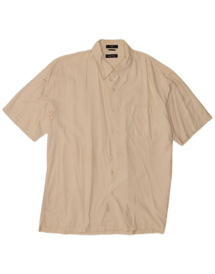 Nautica Kortærmet Herreskjorte XL Beige Silke