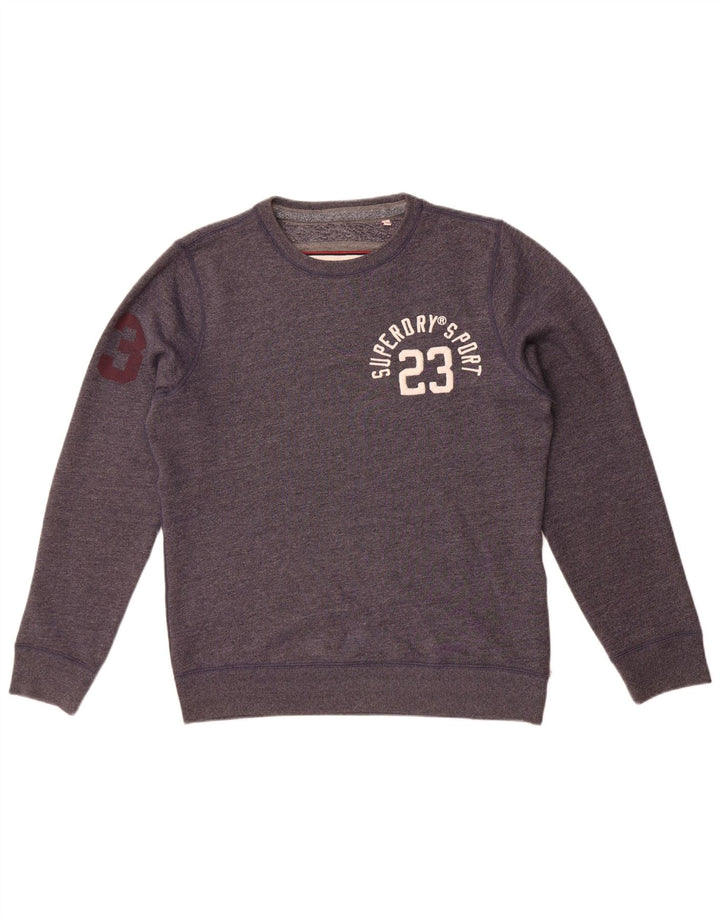 Superdry grafisk sweatshirt til mænd, stor marineblå flækket bomuld
