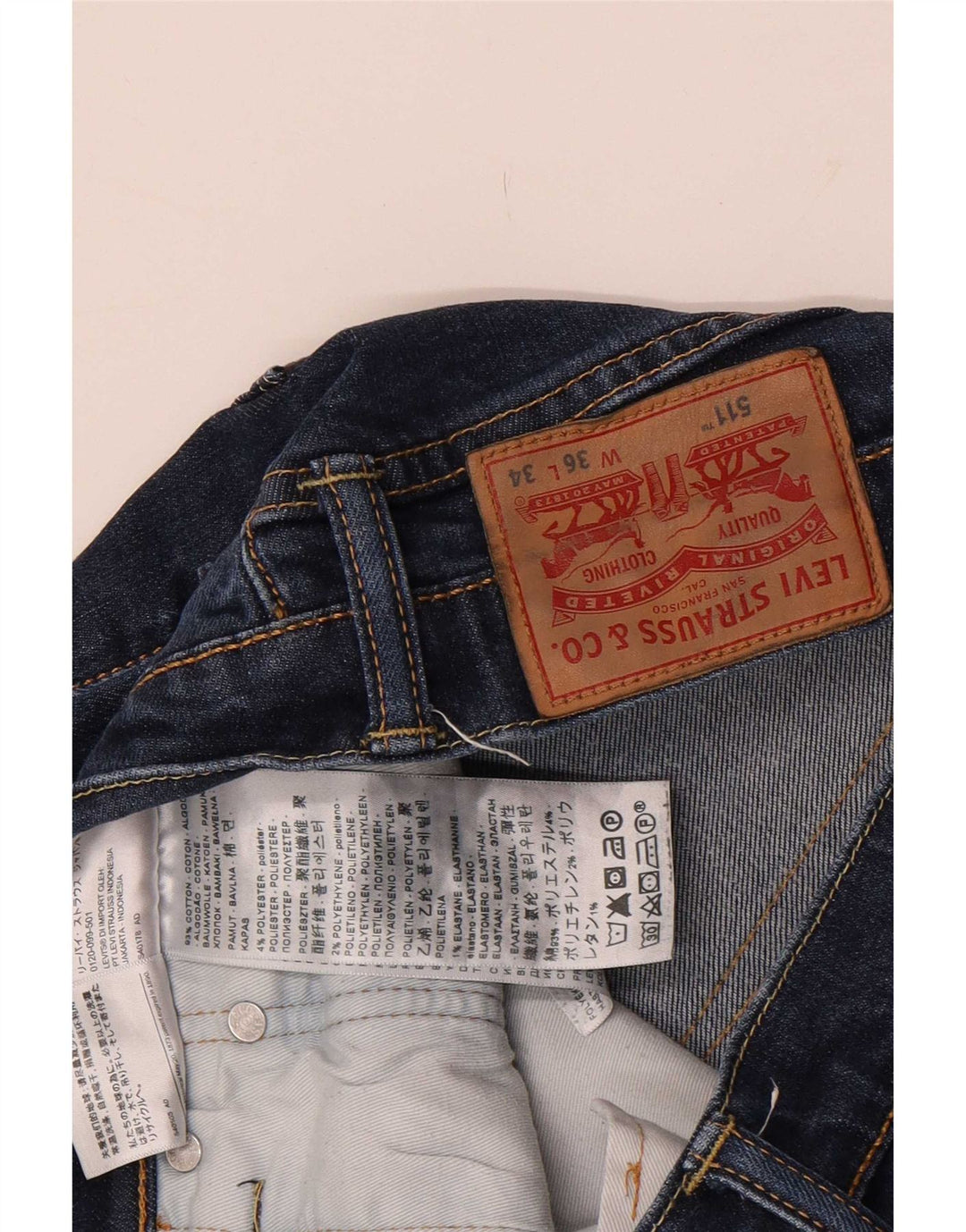 Levi's Herre 511 Slim Jeans W36 L34 Marineblå Bomuld