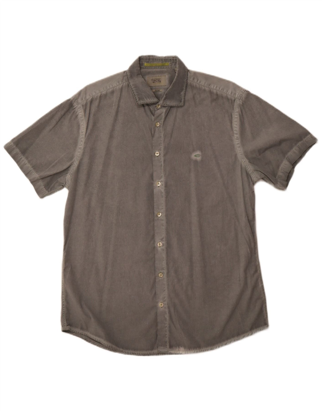 CAMEL ACTIVE Mens Fitted Short Sleeve Shirt Large Grey Cotton
