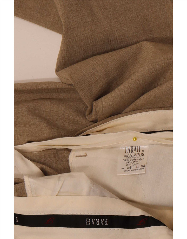 Farah Straight Suit Bukser til mænd W36 L29 Beige Polyester