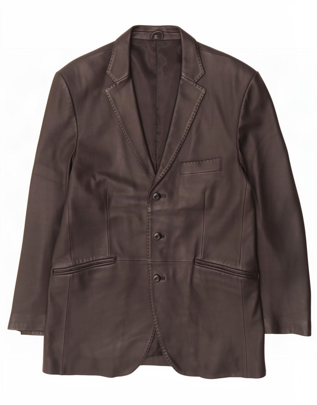 Ben Sherman Herre 3-knaps læderblazerjakke UK 40 Large Black