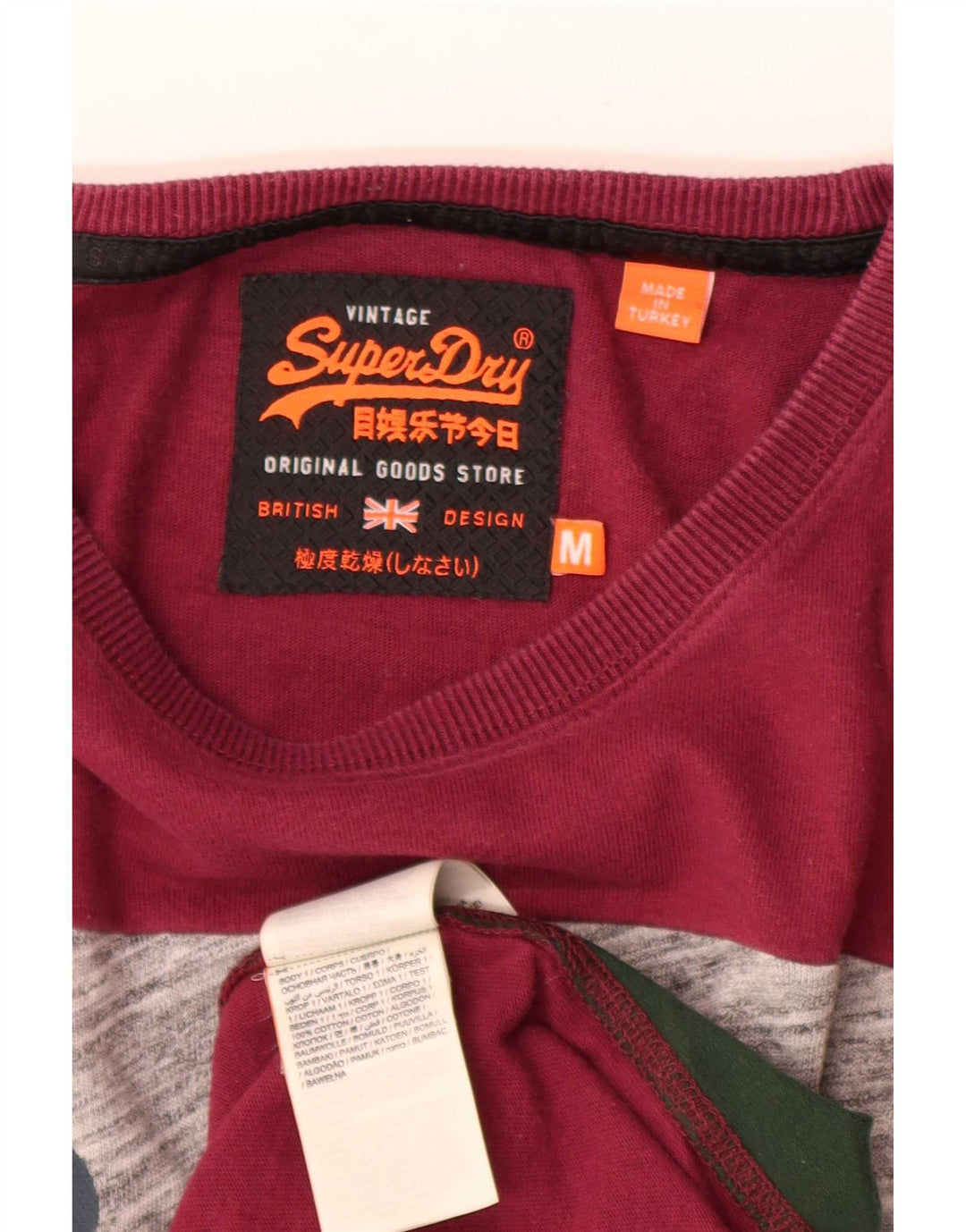 Superdry Herre grafisk top Langærmet mellemrød farveblok bomuld