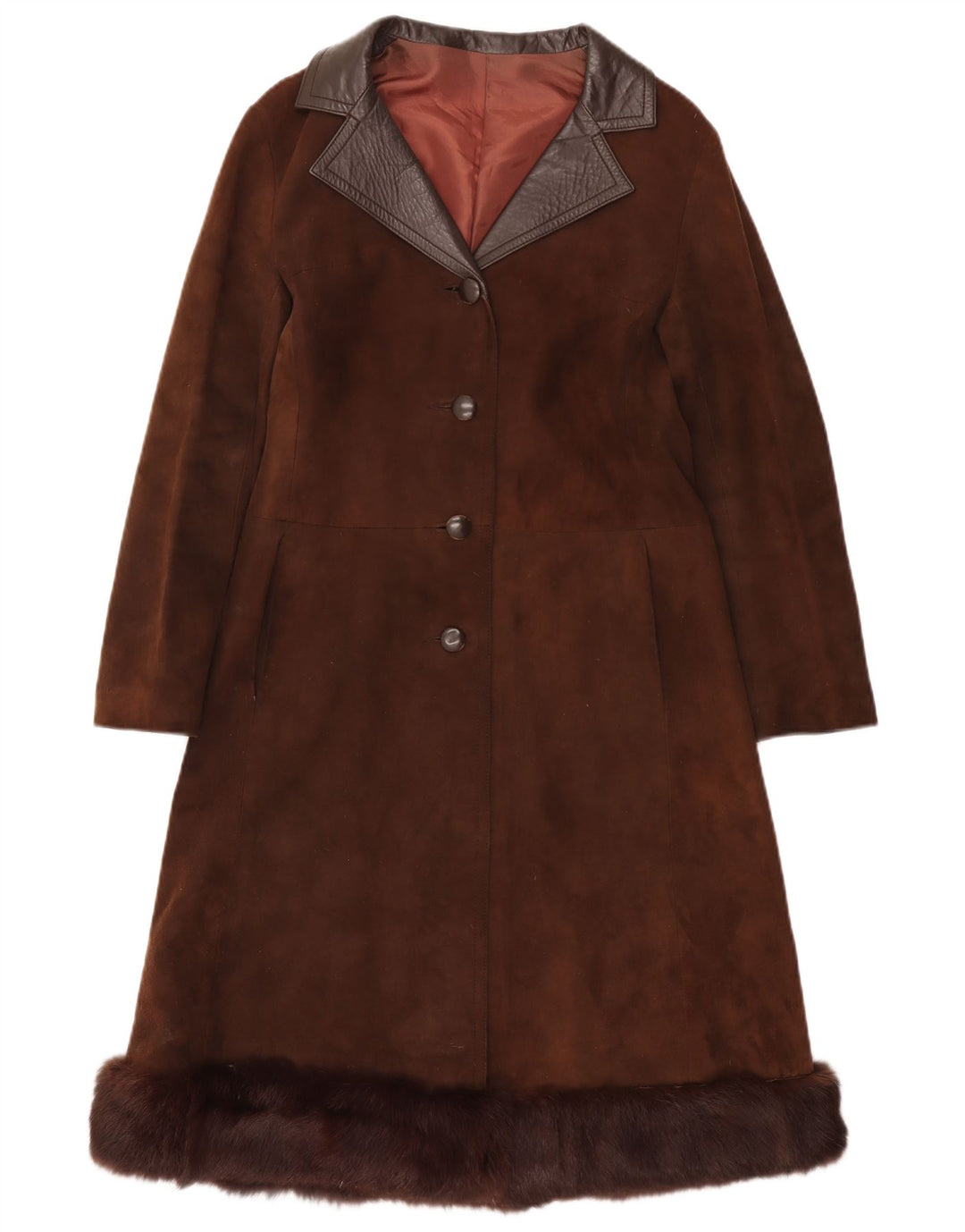 Vintage ruskindsfrakke til kvinder UK 8 Small Brown