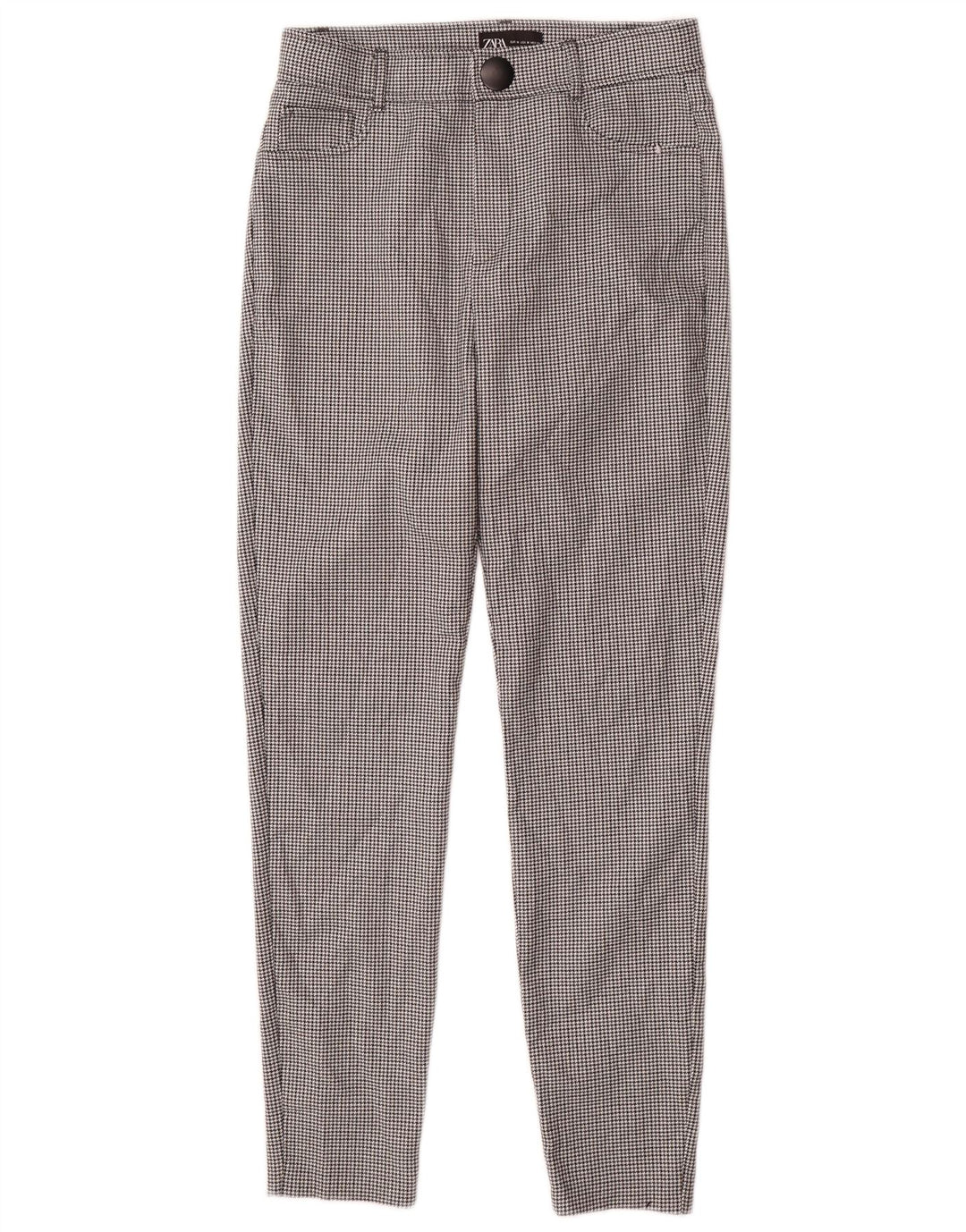 Zara Dame Slim Casual Bukser Medium W28 L27 Sort Houndstooth