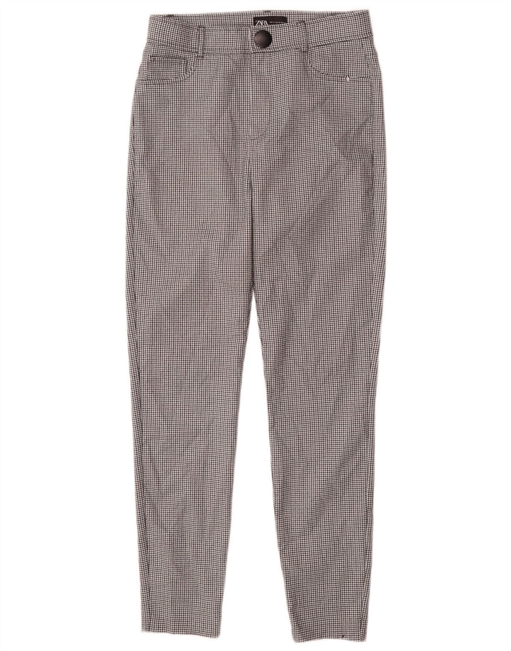 Zara Dame Slim Casual Bukser Medium W28 L27 Sort Houndstooth