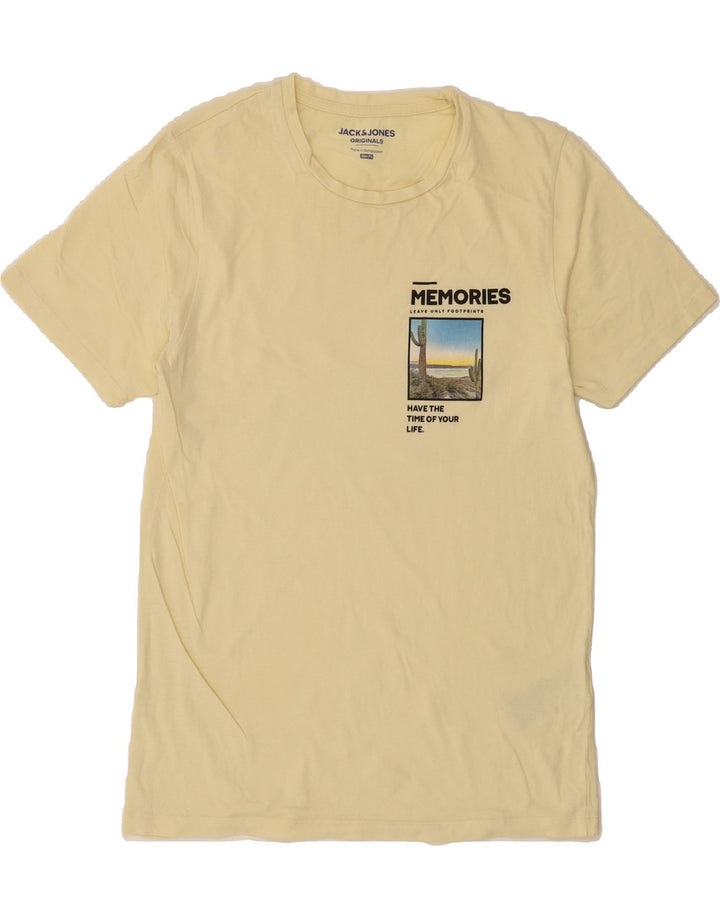 JACK & JONES Mens Graphic T-Shirt Top Medium Yellow Cotton Vintage Jack & Jones and Second-Hand Jack & Jones from Messina Hembry 