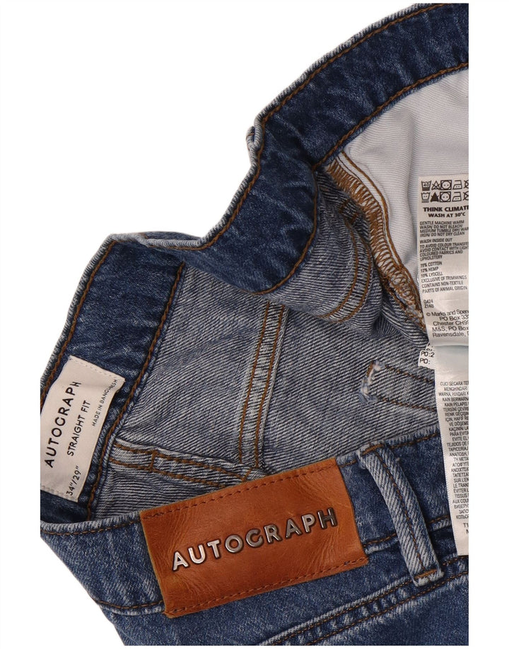 Marks & Spencer Herre Autograph Straight Jeans W34 L29 Blå Bomuld