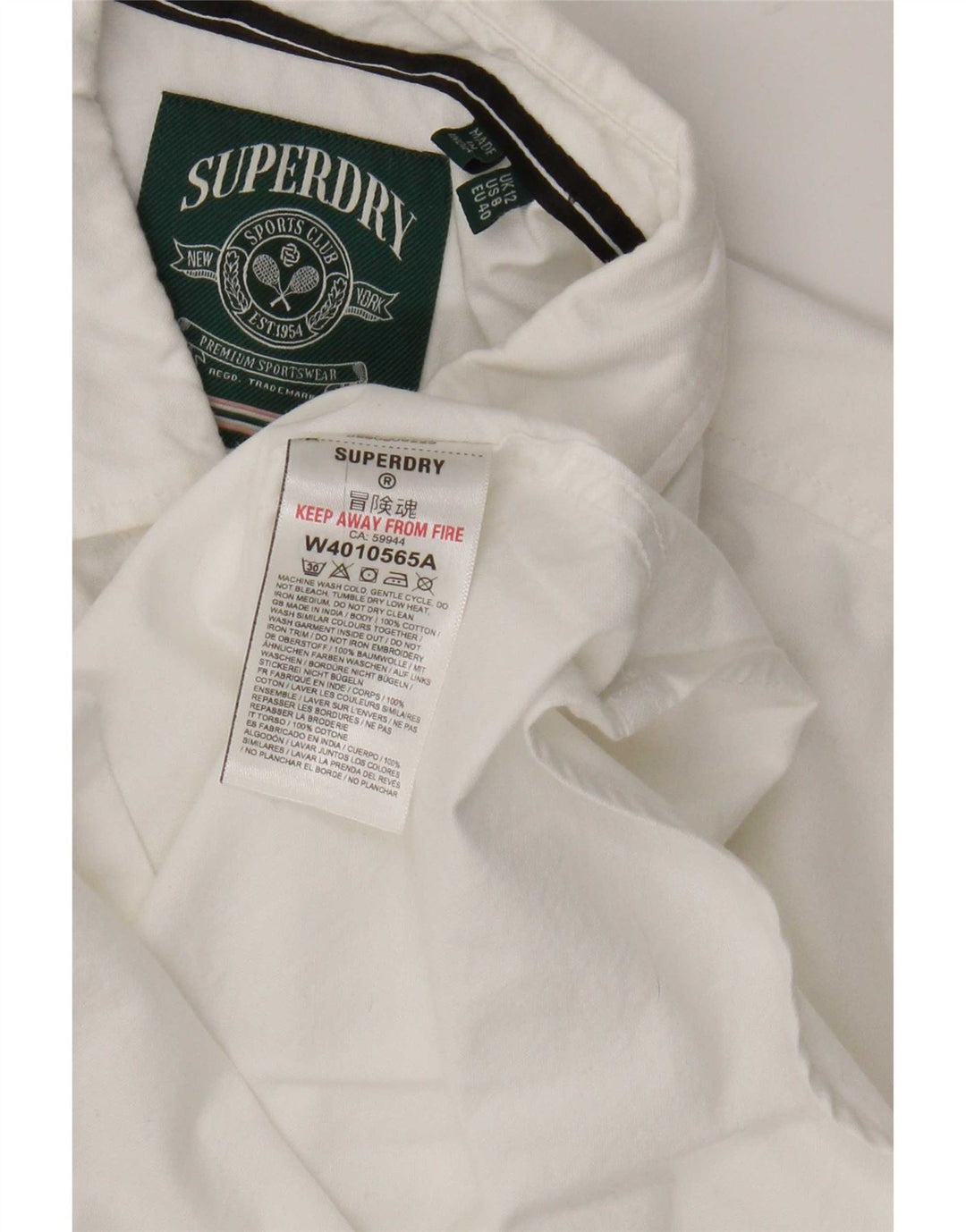 Superdry Dameskjorte UK 12 Medium White Bomuld
